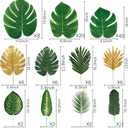 Sggvecsy 110 Pieces 11 Kinds Artificial Tropical Palm Leaves Tropical Leaves Monstera Leaves Safari Jungle Leaf with Stems for Hawaiian Luau Party Table Wedding Shower Birthday Theme Decorations