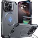 ESR for iPhone 16 Pro Max Case with Stash Stand, Camera Control, 23FT Military-Grade Shock-Absorbing Drop Protection, Compatible with MagSafe Accessories, Magnetic Cyber Series, Grey