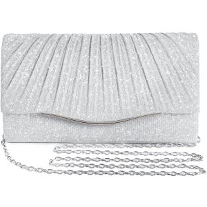 Clutch Purses for Women Formal Dressy Evening Bag Handbags Crossbody Bag for Wedding Cocktail Prom Party Elegance Charm (Silver)