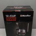 Mueller 12-Cup Drip Coffee Maker - Borosilicate Carafe, Auto-Off, Reusable Filter, Anti-Drip, Keep-Warm Function, Clear Water Level Window Coffee Machine, Kitchen Essentials & Accessories (Black)