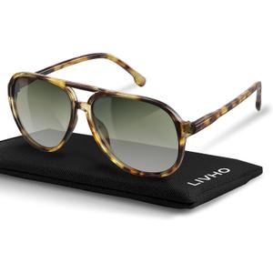livho Trendy Polarized Aviator Sunglasses Women Men, Retro Sun Glasses for Women Men 2025, Oversized UV Protection Shades, Dark Brown Tortoise/ Brown