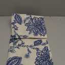 DriftAway Freda Jacobean Floral Linen Blend Blackout Thermal Insulated Energy Saving Privacy Window Linen Curtain Valance Rod Pocket 2 Layers Single 52 Inch by 14 Inch Plus 2 Inch Header Navy Beige