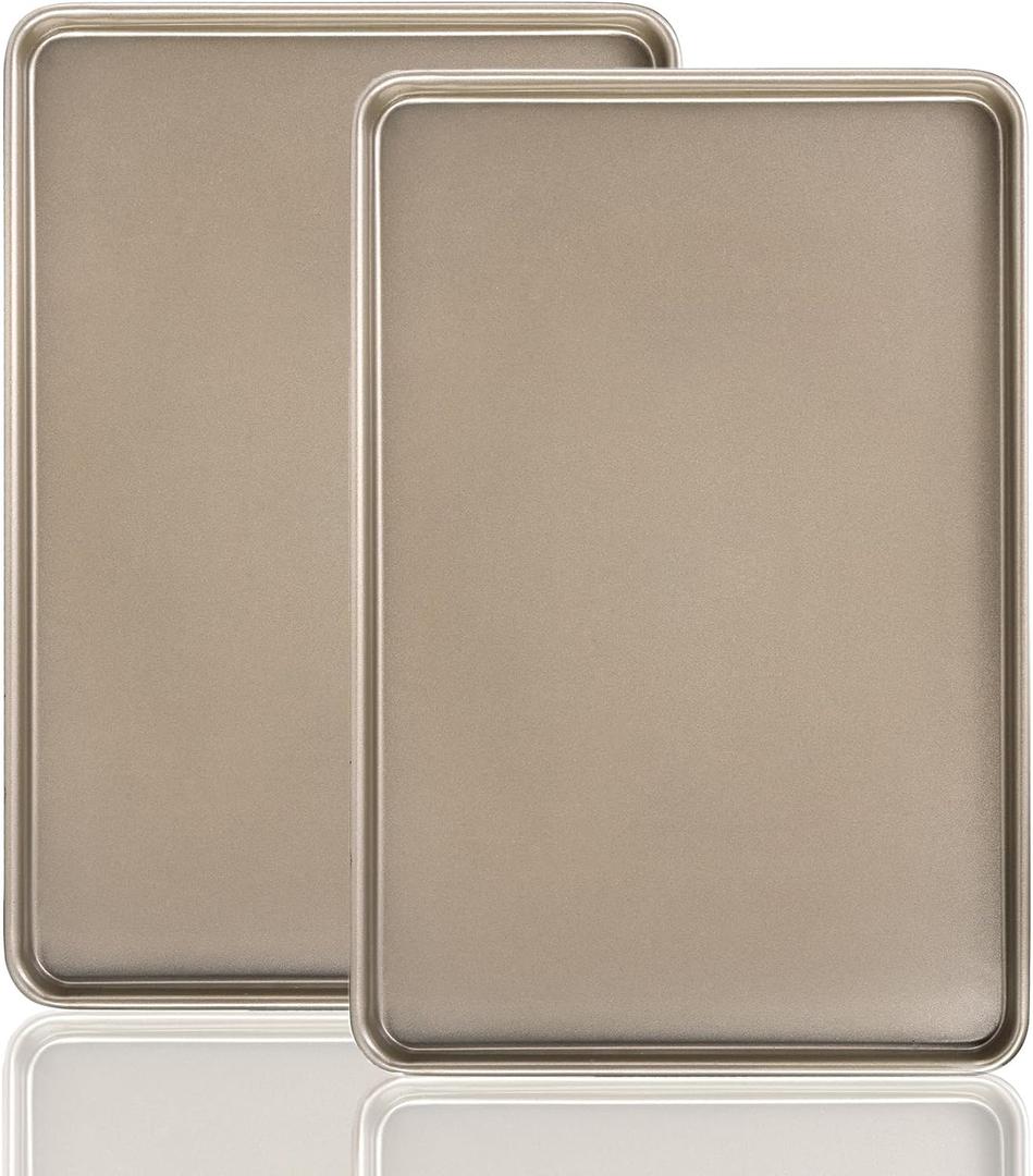 Nicunom Set of 2 Sheet Cake Pan, 11.8" x 17.5" Cookie Sheet, Nonstick Baking Sheet Pans Bakeware Toaster Oven Baking Trays Set, Perfect Cookie Sheet for Baking and Roasting, Commercial Or Home Use