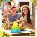 2 x 3 Pieces Summer Wooden Block Decor for Home Lemon Wooden Tiered Tray Block Decor Rustic Hello Summer Sign for Living Mantle Kitchen Table Party Decoration