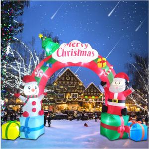 12.5FT Christmas Inflatables Archway, Inflatable Santa Claus and Snowman Sitting on Gift Boxes, Christmas Arch Blow Up Yard Decorations and LED Lights Built-in for Party Indoor, Outside, Garden, Lawn