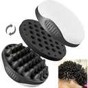 WTTORDE Silicone Twist Curl Hair Brush for Afro Waves, Detachable Two-Sided Wave Tool With Big and Small Holes for Men, Women, Short Hair, Black, 1 Pcs