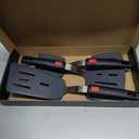 Hotec Silicone Spatula Turner for Nonstick Cookware, Cooking Spatulas 600F Heat Resistant Large Flexible Rubber Spatula Set of 3, Kitchen Utensils for Flipping Eggs, Burgers, Pancakes, Crepes (Black)