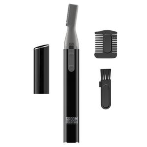 CHARGEWORX Micro Precision Beard Trimmer for Men, Cordless Double-Sided Mustache & Detail Razor, Battery-Operated Facial Hair Trimmer with Protective Cap & Ergonomic Handle, Black