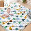 PLUUSHUU Baby Play Mats for Floor, 47x47 Playpen Mat for Babies, Extra Thicker & Soft Floor Crawling Mat, Foldable Non-Slip Playmat Cushioned for Infants Toddlers, Cute Animal Design