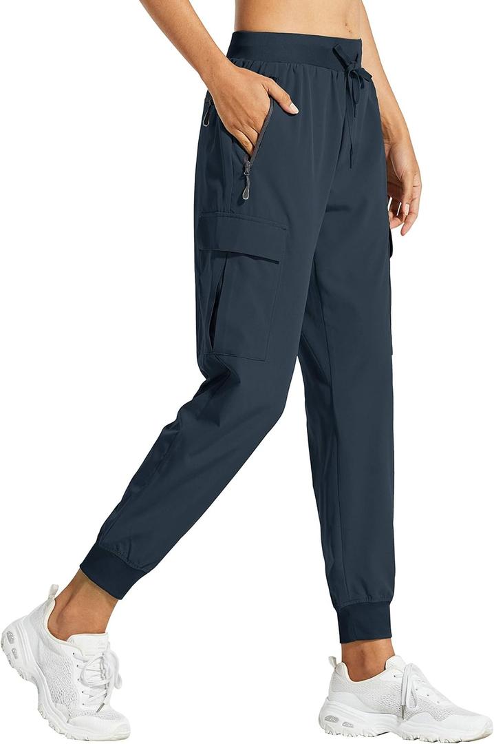 Libin Women's Cargo Joggers Lightweight Quick Dry Hiking Pants Athletic Lounge Casual Travel Petite/Regular/Tall (3X-Large, Navy)