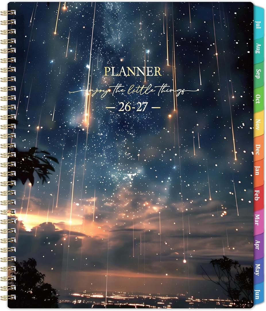 Planner 2026-2027 - Planner Weekly and Monthly 2026-2027, Academic Planner 26-27, July 2026 - June 2027, 8.5" x 11", 26-27 Calendar Planner with Colourful Tabs, Inner Pocket, Premium Paper, Twin-wire Binding - Galaxy