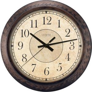 LaCrosse 404-2635 Analog Wall Clock, 14", Rustic Brown