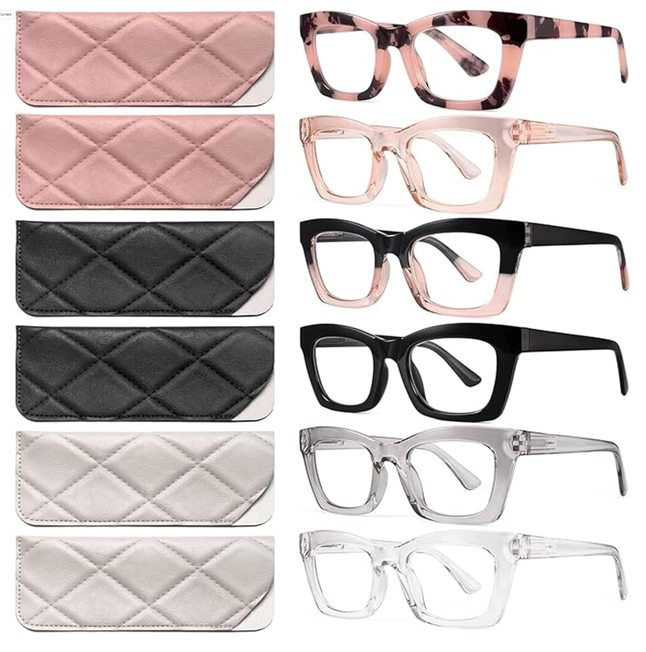 CCVOO 1.0 Oprah Style Reading Glasses for Women, Stylish Eyeglasses, Blue Light Readers for Women, Cheaters, (A1 Mix)