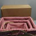 3 Pcs Different Sizes Picnic Basket with Handles Natural Vintage Red and White Checkered Liner Rustic Woven Hamper for Spring Easter Picnic Camping Outdoor Egg Gathering Candy Gift