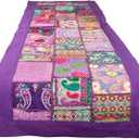 Tribe Azure 100% Cotton Table Runner Hand Embroidered Boho Bohemian Colorful Patchwork Indian Decoration Decor Tapestry (Purple Floral)