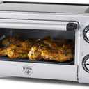 GreenLife Countertop Toaster Oven Air Fryer Stainless Steel, Healthy Ceramic Nonstick, PFAS Free, Tray & Basket, Bake, Broil, Reheat, Adjustable Temp & Time Control, Auto Shutoff, Black