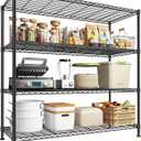 45 "W Metal Shelving Unit 4 Tier Storage Shelves Adjustable Wire Shelving Metal Shelf Pantry Shelves Wire Rack for Kitchen Pantry Utility Room Garage 45 "W x 59.4 "Hx 13.5" D, Black