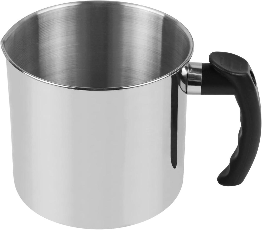 Candle Making Pouring Pot,2 pounds Capacity,Double Boiler Wax Melting Pot,Dripless Pouring Spout & Heat-Resisting Handle Designed Candle Making Pitcher, Silver