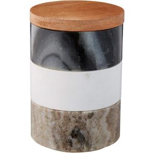 Creative Co-Op Marble Stacking Pinch Pots with Acacia Wood Lid