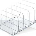 Chunful Acrylic Desk Organizer, 5 Section Desk File Holder Sorter Stand Rack Vertical Organizer Desktop Vinyl Storage Display for Record Album Book Magazine Document Home Office(Clear)