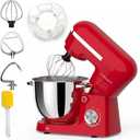 6in1 Stand Mixer with 6.5 Quart Bowl, 660W 10+p Speeds Kitchen Food Mixer Tilt-Head Bread Dough and Cake Mixers for Home Daily Use (Red)