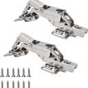 BADALU 165 Degree Kitchen Cabinet Hinges (1 Pair, 2 PCS) Concealed Hydraulic Adjustable Mounting, Soft Closing Nickel-Plated Steel Buffer Dampers for Frameless Cabinet Doors(Fixed Half Overlay)