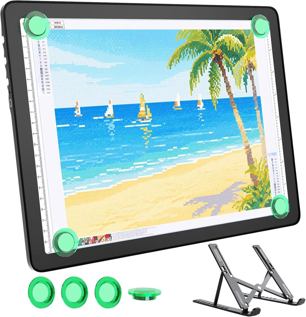 Rechargeable A4 Light Box for Tracing,Bawaslom LED Light Pad with Adjustable Stand and Strong Magnets,Ultra-Thin & Bright Tracing Board for Diamond Art,Sketching,Vinyl Weeding,Architectural Design (Black)
