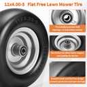2 PCS 11x4.00-5 Flat Free Tires and Wheel, 11x4-5 Smooth Tire with Solid Polyurethane, 3.4"-4.8" Centered Hub, 3/4"& Extra 5/8" Bearings,11x4.00-5 Tire Zero Turn Mowers and Riding Lawn Mower, 350lbs