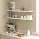 Ballucci Floating Shelves for Wall, 48" Wood Wall Shelf Set of 2, with Invisible Brackets for Bathroom, Living Room, Bedroom, Kitchen, Nursery, 8" Deep, White
