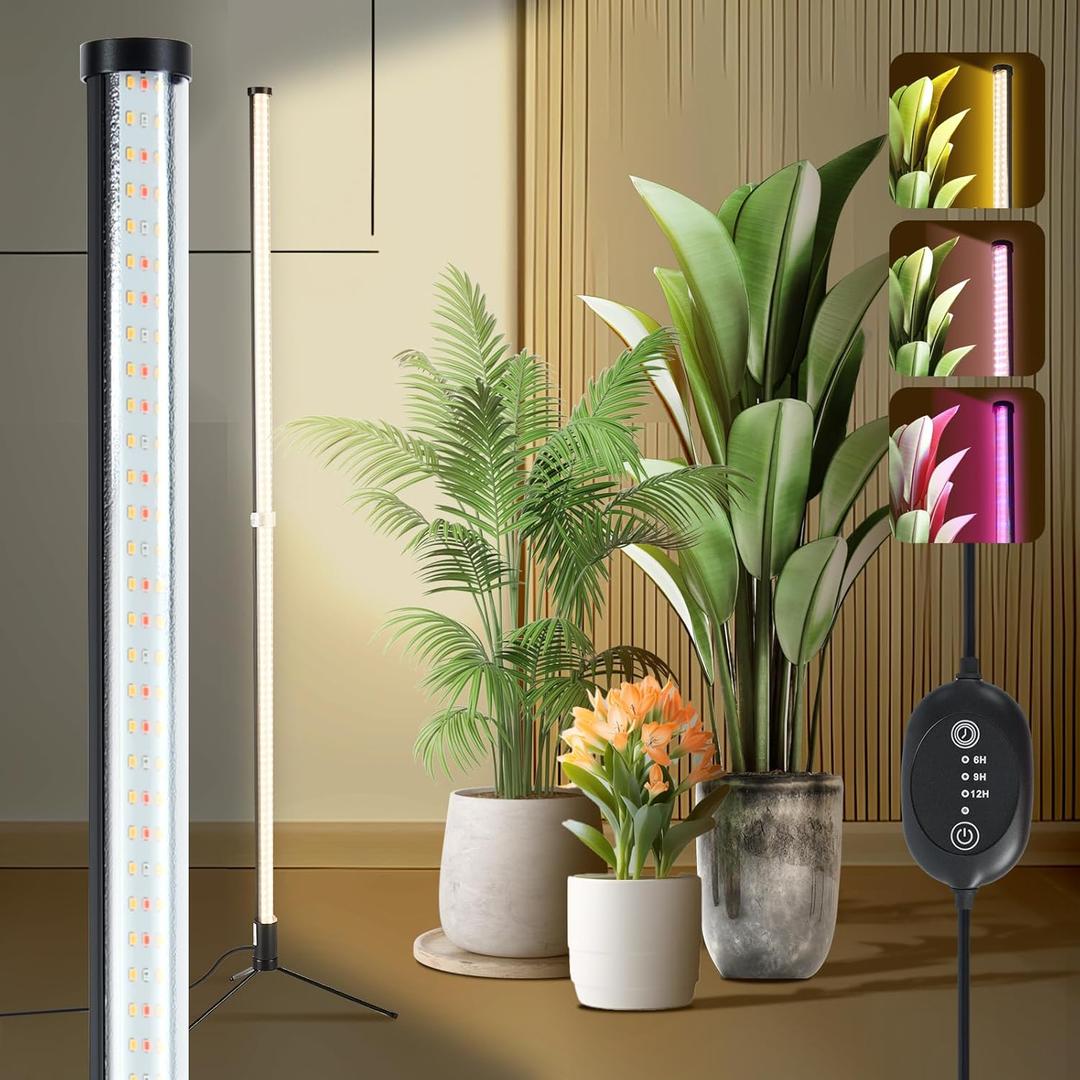 Atmel Standing Grow Lights for Indoor Plants with Timer, 3 Adjustable Modes Full Spectrum Plant Lights for Indoor Growing, 243LED Plant Grow Light for Flowering, Office, Indoor Garden