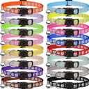 16 PCS Breakaway Cat Collars with Bells Reflective Cat Collar Safety Nylon Kitten Collars Cat Collars for Girl Boy Cats(6"-9")