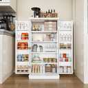 Shintenchi 47" Pantry Cabinet, Kitchen Storage Cabinet with Adjustable Shelves, Racks and Doors, Freestanding Kitchen Hutch Cupboard, Buffet Sideboard for Living Room, Gray