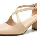 DREAM PAIRS Women's Chunky Heels Dress Pumps Closed Pointed Toe Comfort Cross Strap Block Heel Shoes for Party Dance Wedding, 8.5