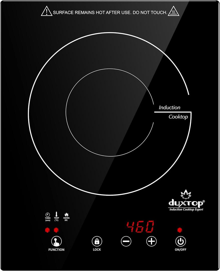 Duxtop Built-in Induction Cooktop, Portable Countertop Burner, Sensor Touch Induction Burner, 170-Minute Timer, Safety Lock, 1800W BT-200T1/8600BI