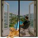 Magnetic Screen Door for 72"x80" French Door, Durable Fiberglass Double Door Screen Mesh Curtain Fits Door Opening up to 70" x79‘’ Keep Bugs Out