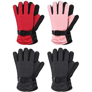 Hicarer 4 Pairs Winter Gloves for Kids Waterproof Snow Ski Gloves Girls Boys Warm Unisex Youth Clothes for Cold Weather
