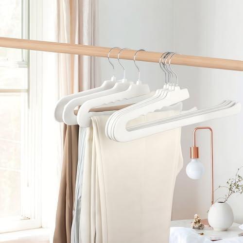 Komost Open Ended Pant Hangers Space Saving, 10 Pack Plastic Pant Hanger Non-Slip for Men Women, Jeans Trousers Hangers for Closet