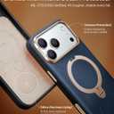TORRAS Q3 VegSkin for iPhone 17 Pro Max Case Leather, 360 Spin Magnetic Stand, Fit for MagSafe, Camera Control, Shockproof Premium Organic Silicone Leather Phone Case for iPhone 17 Pro Max, Deep Blue