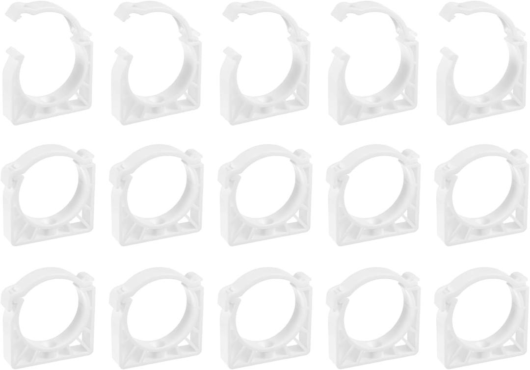Uxcell 12Pcs PPR Water Pipe Clamps, Plastic U Shaped Pipe Clamps Clips with Fixing Clip Fit for 63mm/2.48" OD Water Pipes and Tubing Hoses Support, White