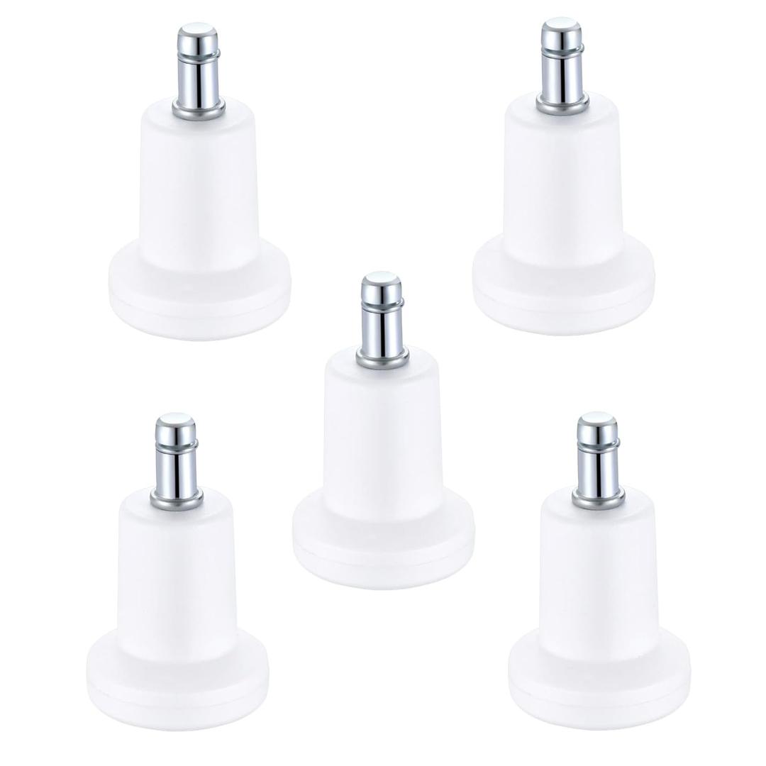 5PCS High Profile Bell Glides White Replacement Office Desk Chair or Stool Swivel Caster Wheels,Easy Conversion from Wheeled Casters to Stationary Feet to Protect Wood or Hardwood Floor