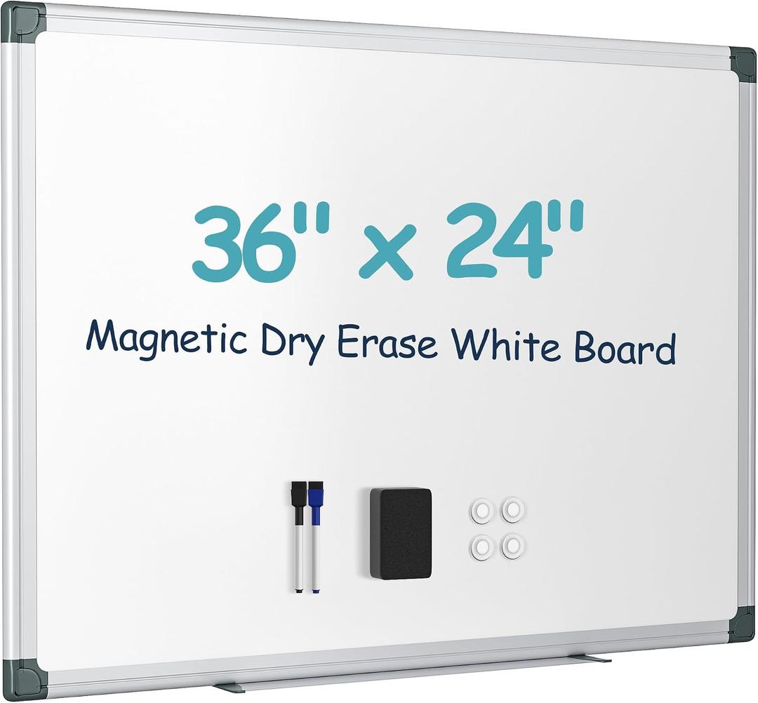 VUSIGN 36" x 24" Magnetic Dry Erase Board for Wall with Aluminum Frame