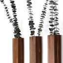 Wooden Wall Planter Set of 3 - Modern Home Decor for Living Room, Bedroom, Bathroom - Walnut Finish Planter for Dried Flowers, Faux Greenery, Indoor Plants ( 3 PC)