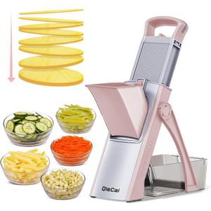 Mandoline Slicer for KitchenBigger Entrance Vegetable Potato Slicer ChopperStrips Julienne Dicer Adjustable Thickness for Kitench Fast Meal Prep-Pink