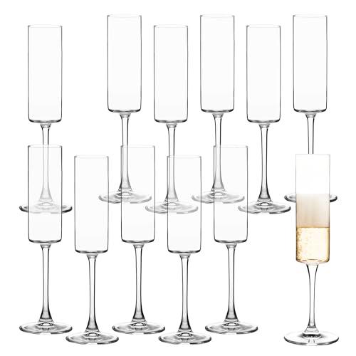 UMEIED Champagne Flutes, 6oz Edge Champagne Glasses Set of 12 with Long Stem - Sparkling Wine Glasses & Elegant Gift for Home, Wedding, Anniversary, Party, Birthday, Clear