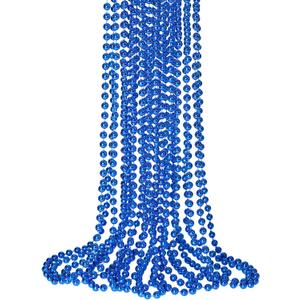 12 PCS Blue Bead Necklace, Blue Mardi Gras Beads Christmas Necklaces, 33" 4th of July Patriotic Beads Necklaces, Parade Throw Accessories for Independence Day Mardi Gras Hanukkah Pirate Theme Party