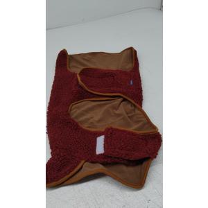 cyeollo Warm Dog Coat Fleece Sherpa Reversible Winter Sweater Coats, Turtleneck Cold Weather Dog Jacket Vest for Small Dogs with Leash Hole, Burgundy, S