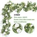 Der Rose 4 Pcs 13Ft Artificial Eucalyptus Flower Garland with Fake Silk Rose Flower Vine Seeded Eucalyptus Leaves Greenery Garland for Wedding Arch Table Wall Backdrop Party Room Decor (White)