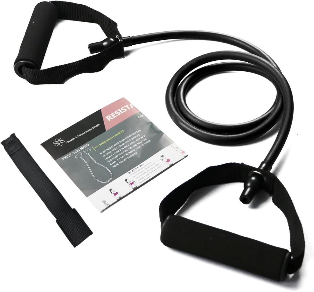 Resistance Bands with Handles, Single Resistance Bands, Exercise Bands with Handles, for Resistance Training, Physical Therapy, Home Workouts, Fitness, Pilates (Black-50lbs)