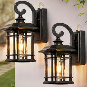 VIANIS Exterior Lighting Fixtures Dusk to Dawn, 2 Pack Outdoor Light Fixture, Oil Rubbed Bronze Porch Lights with Seed Tempered Glass, Outside Lights for House, Garage, Doorway, Patio