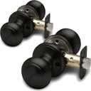 Copper Creek Colonial Passage Interior Door Knob  ANSI Grade-3 Certified, Modern Heavy Duty Handle, Easy Install and Reversible for Bedroom, Bathroom and Closets  Matte Black (2 Pack)